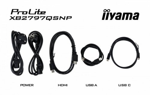 IIYAMA Monitor  27 cali XB2797QSNP-B1 IPS,QHD,USB-c Dock 96W,HDMI, 350cd,1ms, DP, DisplayPort x1 (Daisy Chain MST max. 2560 x1440), USB HUB x4, RJ45