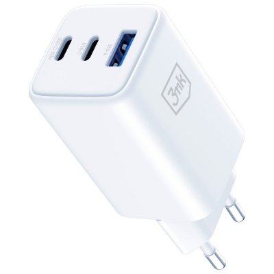 3MK Ładowarka sieciowa Hyper GaN 65W 1xUSB-A 2xUSB-C PD QC4+ biała