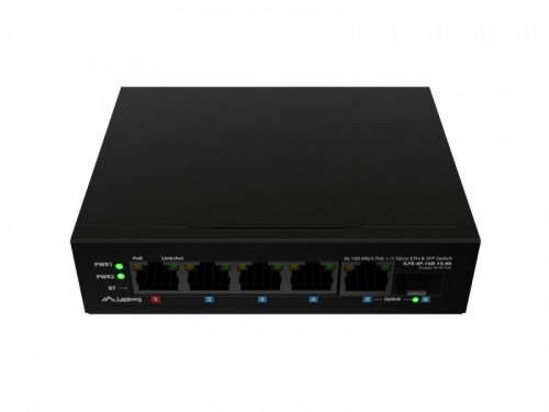 Lanberg Przełącznik Light ILFE-4P-1GE-1S-90 Light Industrial POE 1XBT 3AXT  SFP + ETH DIN FAST Ethernet