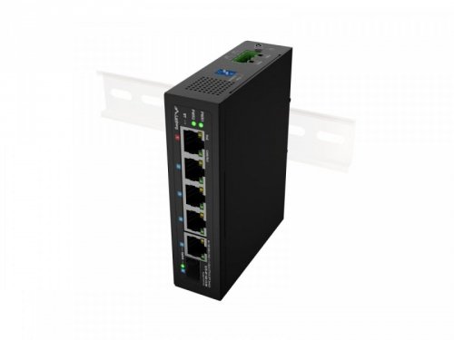 Lanberg Przełącznik Light ILFE-4P-1GE-1S-90 Light Industrial POE 1XBT 3AXT  SFP + ETH DIN FAST Ethernet