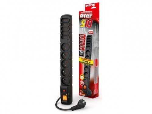 Acar Listwa zasilająca S10 1.5M czarna 10 gniazd