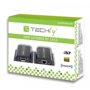 Techly Extender HDMI po skrętce Cat.5e/6/6a/7 do 60m, z odbiornikiem  IR, czarny