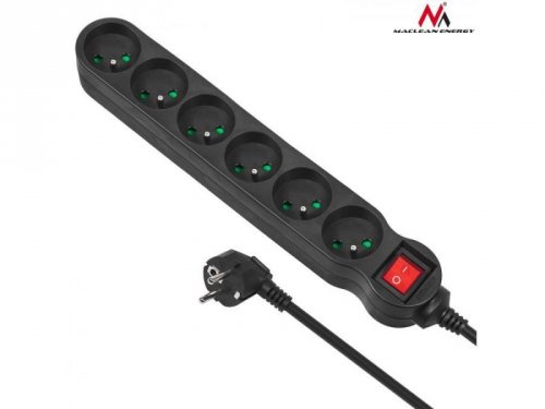 Maclean Listwa zasilająca 6g 5m MCE188 2300W czarna