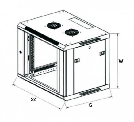 Extralink Szafka wisząca rack 6U 600x600 czarna szklane drzwi