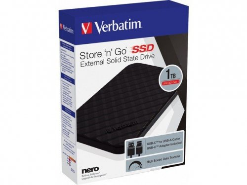 Verbatim Dysk zewnętrzny SSD Store N Go 1TB 2,5 cali USB-C 3.2 Czarny