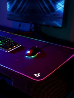 AUKEY KM-P7 RGB XXL gamingowa podkładka pod mysz i klawiaturę | 900x400x4mm | wodoodporna | gumowany spód | aplikacja G-aim Cont