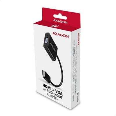 AXAGON Adapter FullHD, wyjście audio, micro USB złącze zasilania RVH-VGAN, HDMI -&gt; VGA