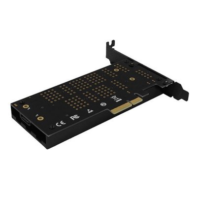 AXAGON Adapter wewnętrzny PCIe x4 M.2 NVMe M-key + SATAB-key slot, chłodnica, LP, PCEM2-DC