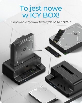 IcyBox Stacja dokująca i klonująca IB-2914MSCL-C31 2,5 cali i 3,5 calina M.2 NVMe