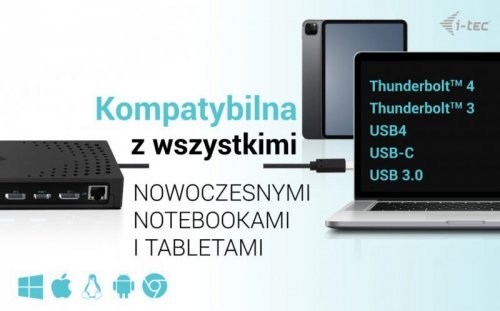 i-tec Stacja dokująca USB 3.0 / USB-C / Thunderbolt, 3 x 4K Gen 2 + zasilanie 100 W