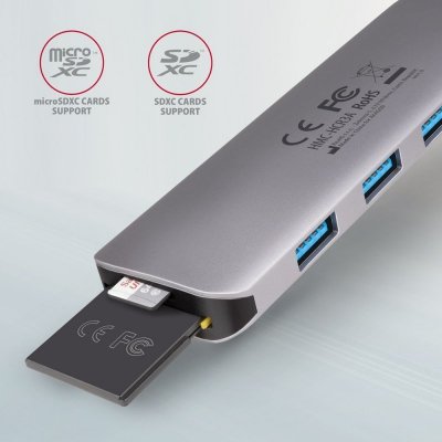 AXAGON HMC-HCR3A Wieloportowy hub 3x USB-A + HDMI + SD/microSD, USB-C 3.2 Gen1, 20cm USB-C kabel