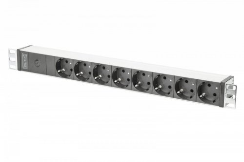 Digitus Listwa zasilająca PDU 19 cali Rack, 8x gniazdo schuko, 2.0m, 1x wtyk C14, 10A Aluminiowa