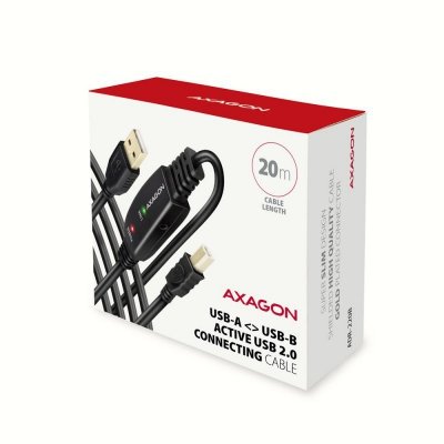 AXAGON ADR-220B USB 2.0 A-M -&gt; B-M aktywny kabel połączeniowy/wzmacniacz 20m
