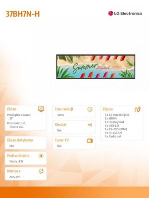 Monitor wielkoformatowy LG 37BH7N-H Stretch 700cd/m2 32:9 wide