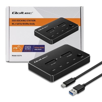 Qoltec Stacja dokująca dysków SSD M.2 | NVMe | SATA | USB-C | DUAL 2 x  2TB