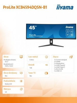 Monitor 44.5 cala IIYAMA  XCB4594DQSN-B1 