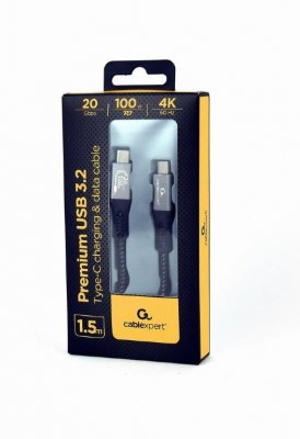 Gembird Kabel Premium USB-C 3.2 gen 2 20 Gbps 100W 1.5m PD
