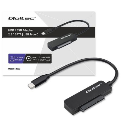 Qoltec Adapter SATA | Przejściówka na dysk SSD HDD 2.5 cali | USB-C | Super speed 5Gb/s | 2TB