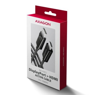 AXAGON RVD-HI20C2 Adapter aktywny DisplayPort -&gt; HDMI 1.4, 4K/60Hz, kabel 1,8m