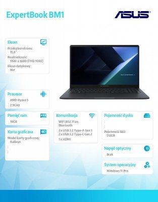 Asus Notebook ExpertBook BM1 BM1503CDA-S70065X R5 7535U 16GB/512GB