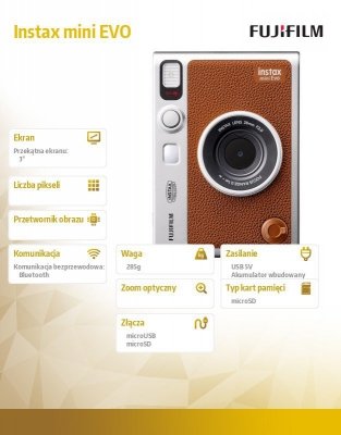 Fujifilm Aparat Instax mini EVO brązowy