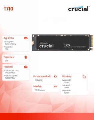 Crucial Dysk SSD T710 2TB M.2 NVMe 2280 PCIe 5.0 14500/13800