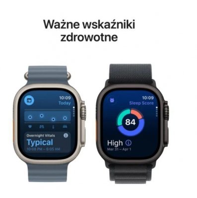 Apple Watch Ultra 3 GPS + Cellular, koperta 49 mm z tytanu w kolorze naturalnym, opaska Trail w kolorze niebieskim/jaskrawoniebieskim - rozmiar M/L