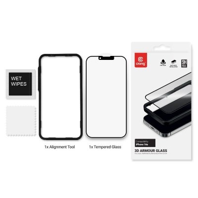 CRONG Szkło hartowane 3D Armour Glass -  iPhone 16e / iPhone 14 / iPhone 13 / iPhone 13 Pro + ramka instalacyjna