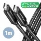AXAGON BUCM2-CM10AB Kabel USB-C - USB-C, 1.0m 5A charging, ALU, 240W PD, oplot, USB2.0 