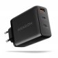 AXAGON ACU-DPQ100 Ładowarka sieciowa, GaN 100W, 3x port (USB-A + dual USB-C) PD3.0/QC4+/PPS/Apple<br />, czarna 