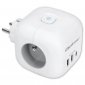 Qoltec Kostka zasilająca przedłużacz 6w1 z podświetlanym włącznikiem | 3x AC | 2x USB | 1x USB-C PD 20W | biała 