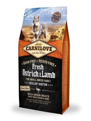 Carnilove Fresh Adult Small Breed Ostrich&amp;Lamb 1,5kg Ostrygi Jagnięcina Sucha karma dla psów małych ras