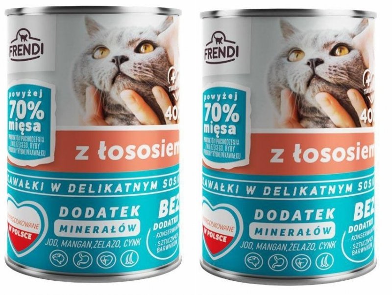 zestaw Frendi Kawałki w sosie z Łososiem 2x400g puszka mokra karma dla kotów