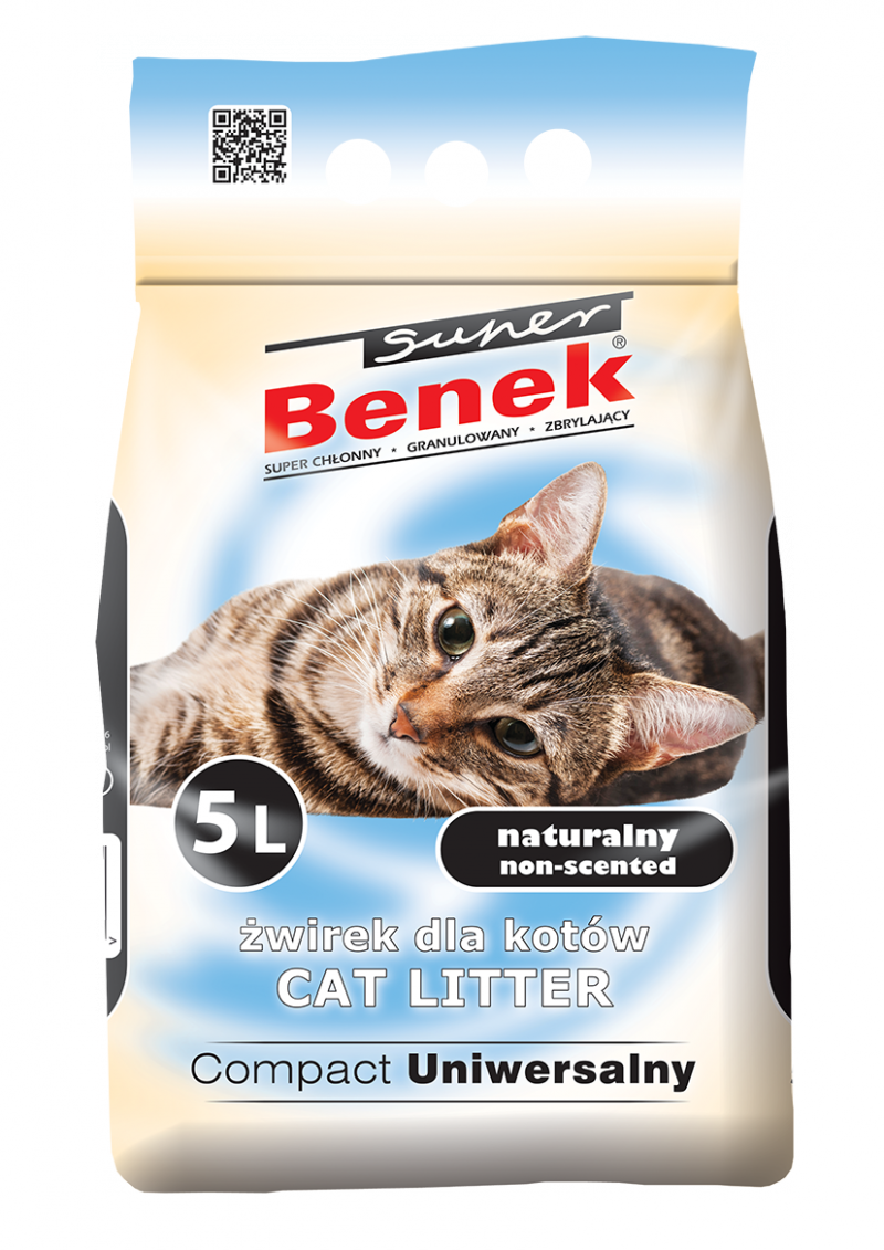 mag. Suwak: Super Benek Compact Uniwersalny 5l Drobnoziarnisty żwirek bentonitowy dla kotów i innych zwierząt domowych