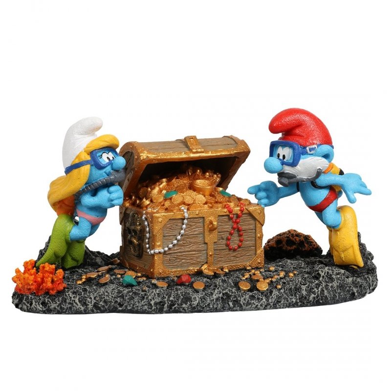 Aqua Della Smerfy Skrzynia skarbów Ozdoba do akwarium 18,8x9,7x9,6cm