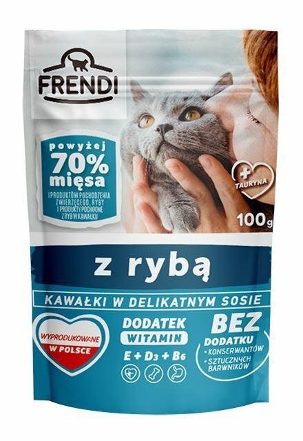 Frendi Kawałki w sosie z Rybą Karton 24x100g saszetka mokra karma dla kotów