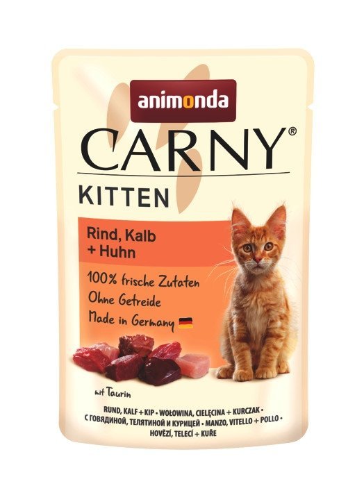 Animonda Carny Kitten Wołowina Cielęcina Kurczak 85g saszetka Mokra karma dla Kociąt