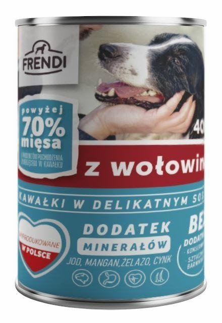 Frendi Wołowina kawałki w sosie 400g puszka Mokra karma dla Psów