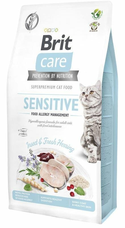 Brit Care Sensitive Cats Insect&amp;Herring 7kg Sucha karma z Owadami i Śledziem dla kotów z wrażliwym układem pokarmowym