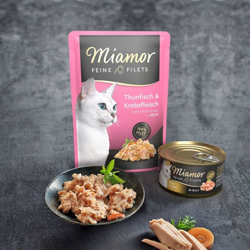 Miamor Feine Filets Tuńczyk z Krewetkami w sosie własnym puszka 80g Mokra karma dla Kotów