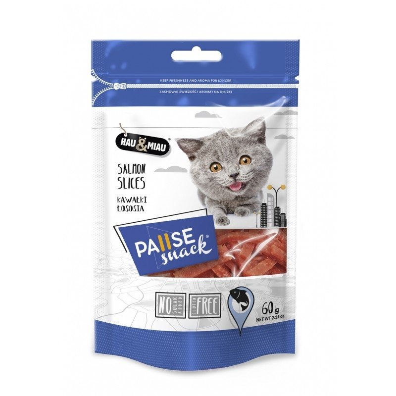 Hau&amp;Miau Pausesnack przysmak dla Kota kawałki Łososia 60g