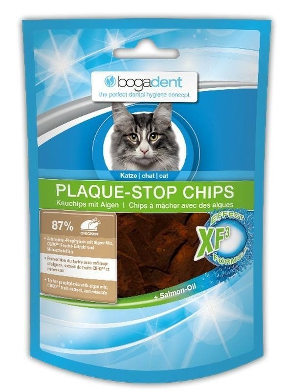 Bogadent Plaque-Stop Chips Chicken 50g przysmak przeciw osadom nazębnym z kurczakiem dla kotów