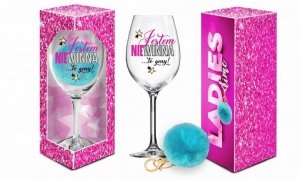 LADIES TIME - kieliszek do wina Signoria 700ml + pompon  - Jestem niewinna