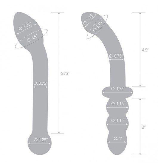 Glas - Dildo- G-Spot Pleasure Glass Dildo Set 2 pcs