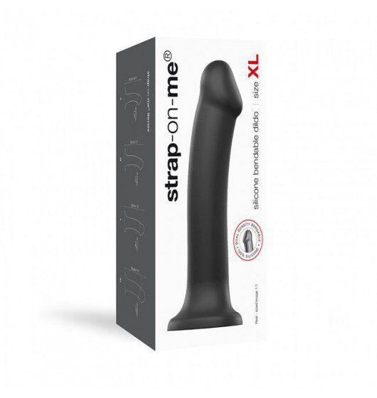 STRAP-ON ME Silicone Bendable Dildo Double Density Black XL