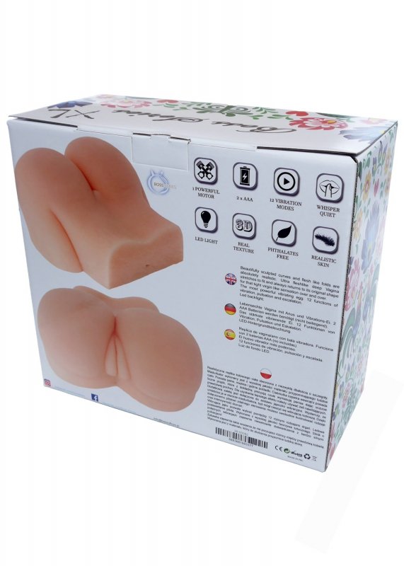 BossSeries Sztuczna Pupa z Wibracją-Vibrating Life-Sized Pussy &amp; Ass XL