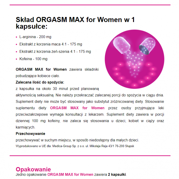 MEDICA GROUP OrgasmMax for Women-2 kapsułki