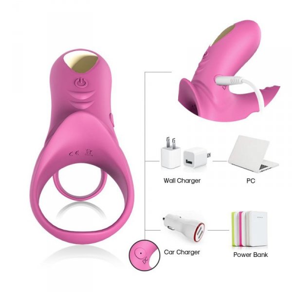 BOSS SERIES Wibrujący podwójny Pierścień + PIlot -Ranger red pink