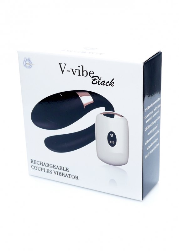 BossSeries Stymulator-V-Vibe Black USB 7 Function / Remote Control-Masażer dla Par