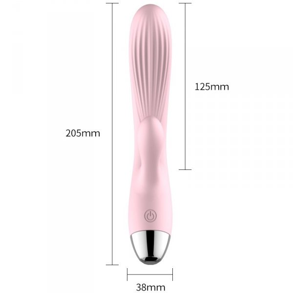 FOX Wibrator Króliczek -Silicone Vibrator Pink USB 10 Function / Heating